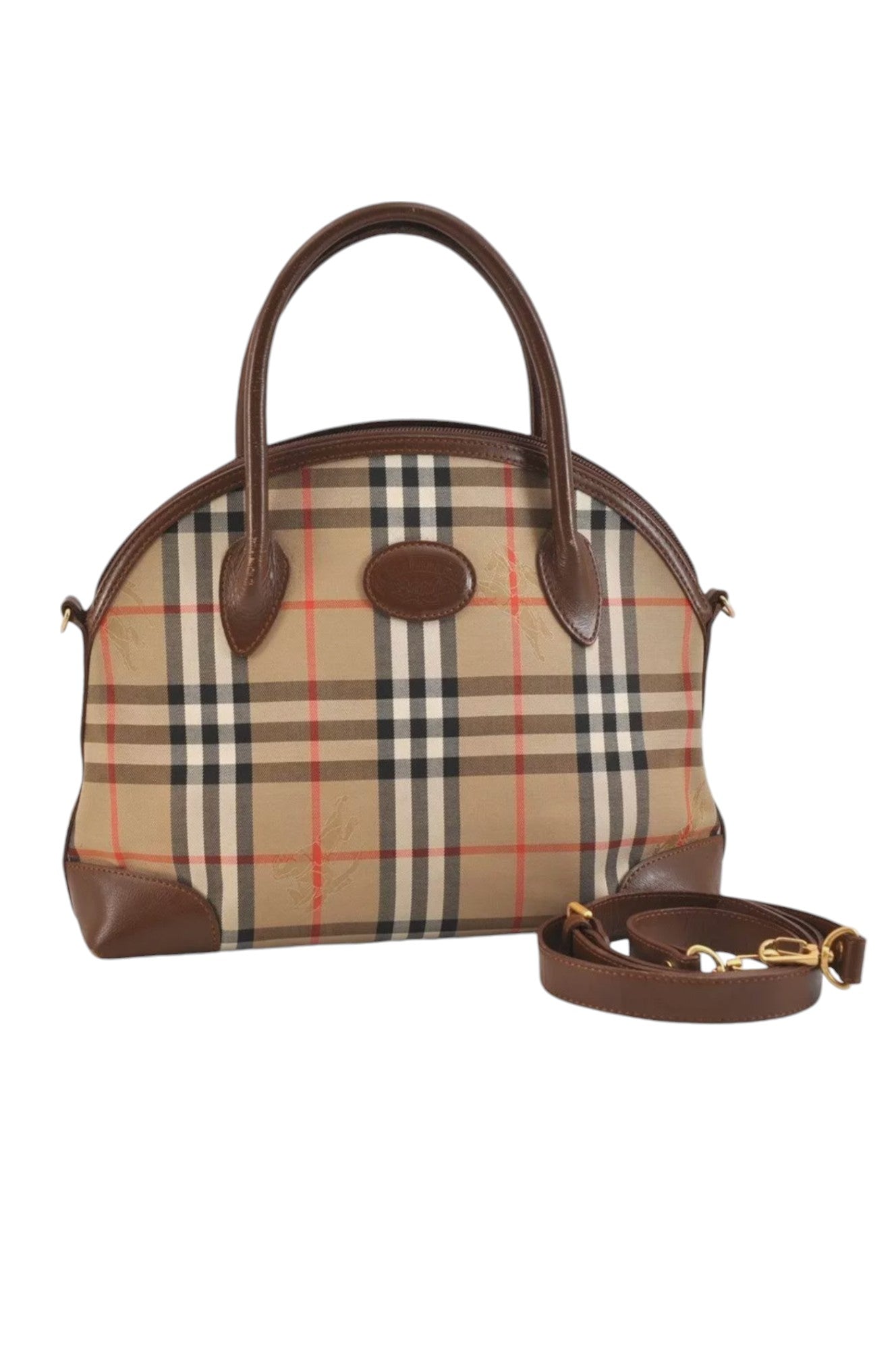 Burberry Nova Check Canvas Leather 2Way Hand Bag Beige Junk 8455K