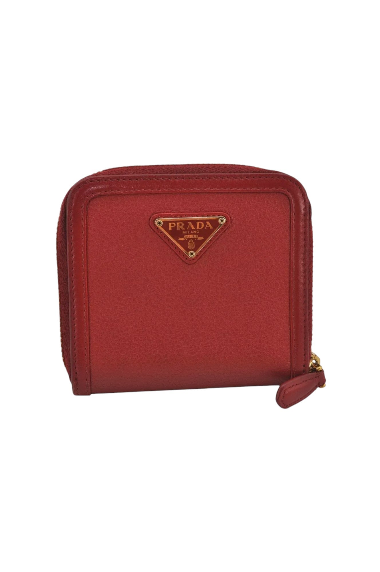 PRADA Vintage Leather Bifold Wallet Purse Red 8173K