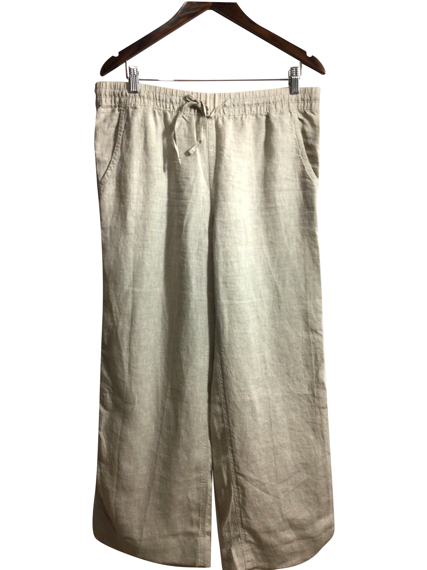 L.L. BEAN Women Linen Pants Regular fit in Beige - Size 12 | 29.69 $ KOOP