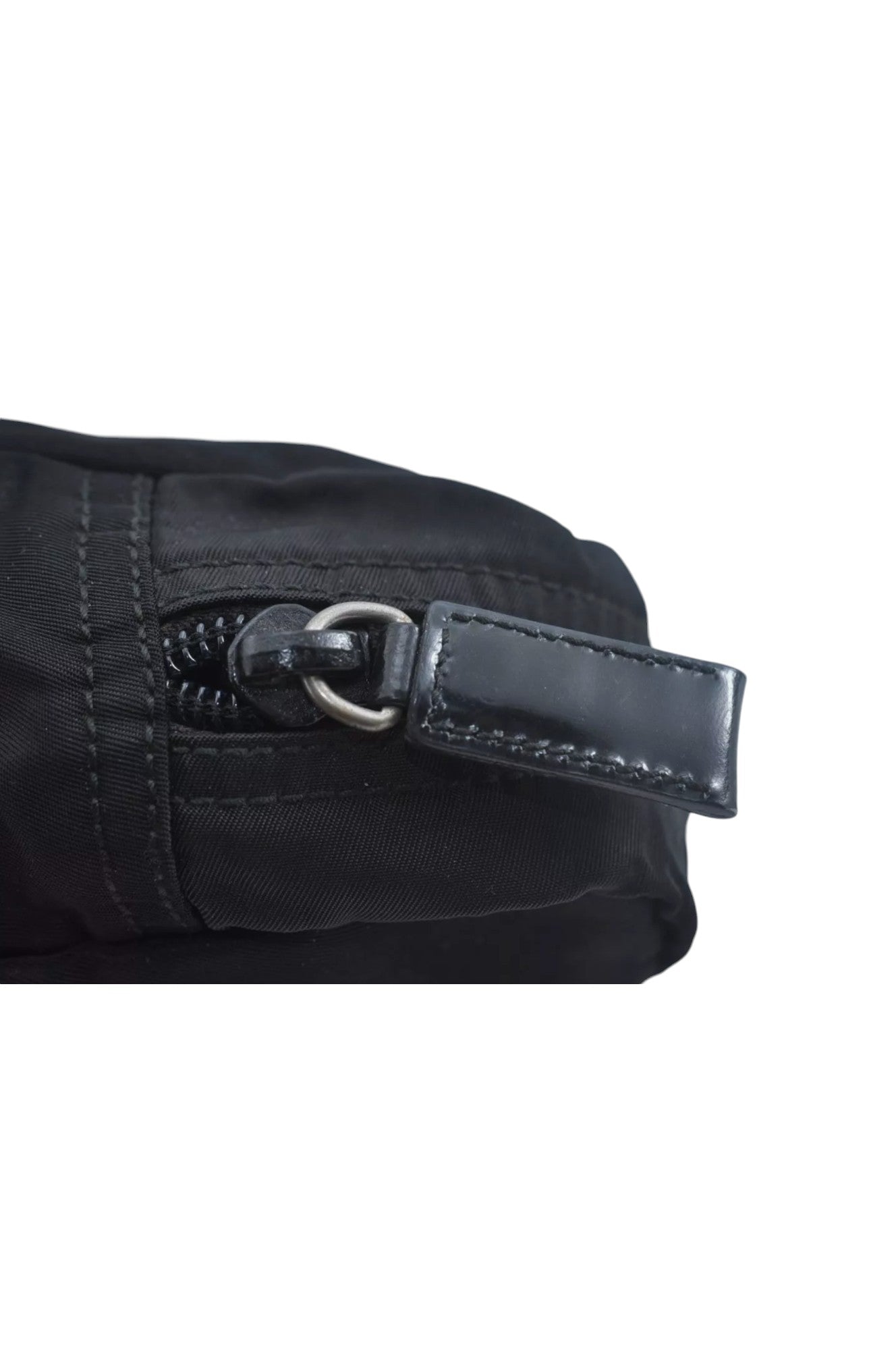 PRADA Nylon Leather Pouch Purse Black 3978K