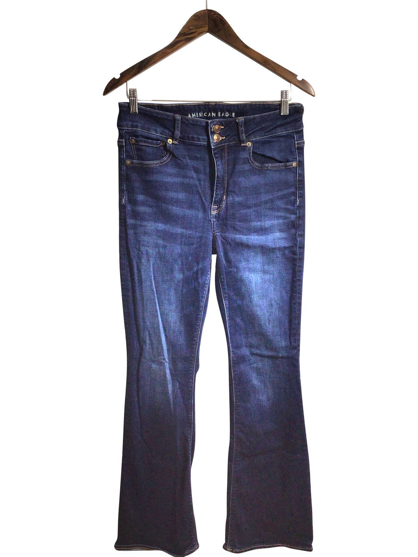 AMERICAN EAGLE Women Straight-Legged Jeans Regular fit in Blue - Size 10 | 16.9 $ KOOP