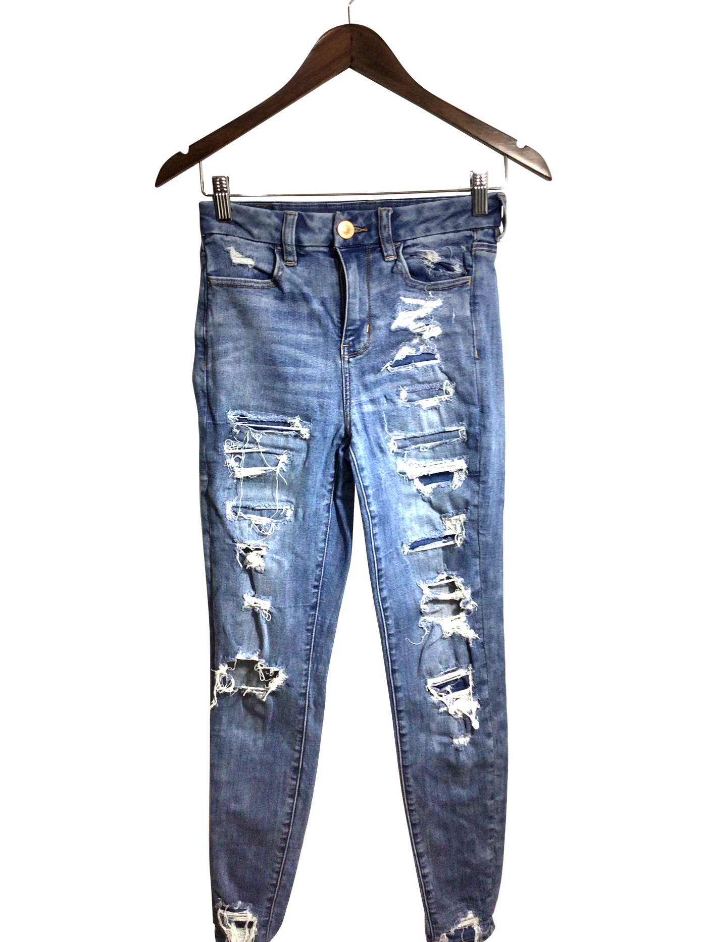 AMERICAN EAGLE Women Straight-Legged Jeans Regular fit in Blue - Size 2 | 12.9 $ KOOP