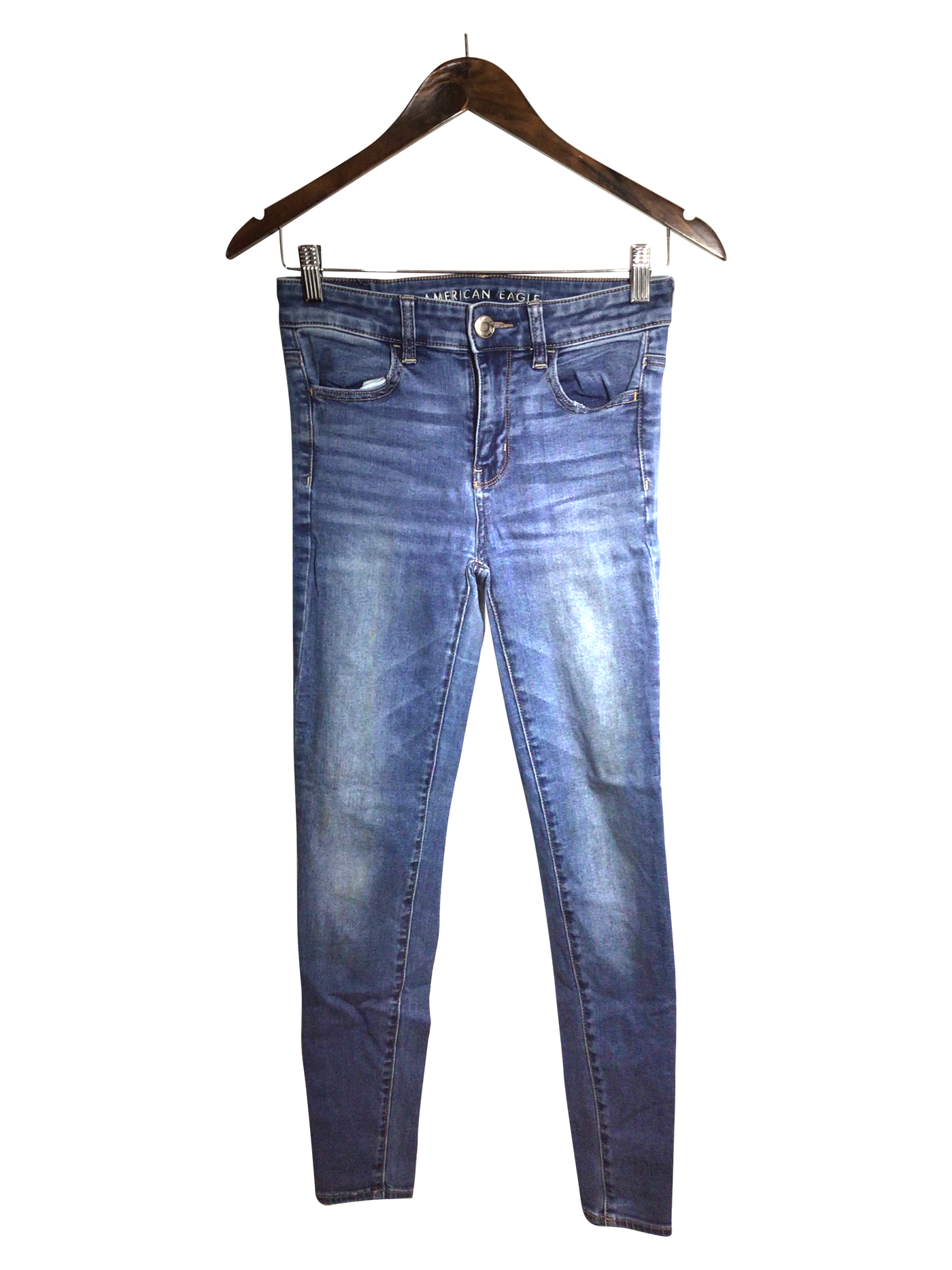 AMERICAN EAGLE Women Straight-Legged Jeans Regular fit in Blue - Size 4 | 14.9 $ KOOP