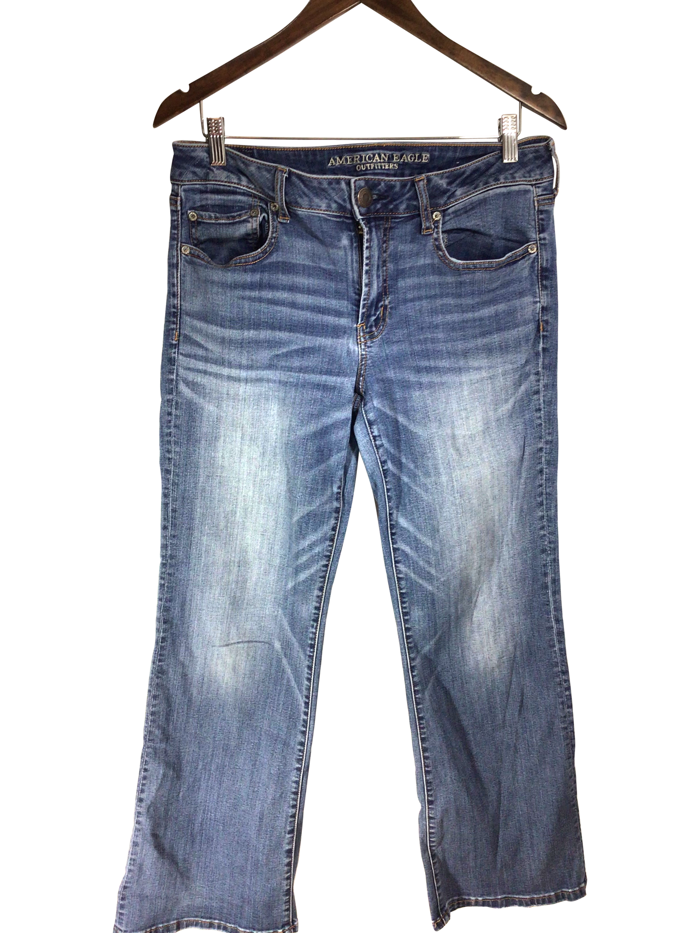 AMERICAN EAGLE Women Straight-Legged Jeans Regular fit in Blue - Size 12 | 14.9 $ KOOP