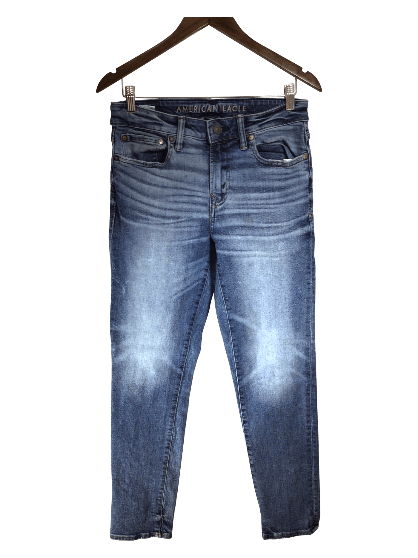 AMERICAN EAGLE Women Straight-Legged Jeans Regular fit in Blue - Size 30x30 | 11.99 $ KOOP