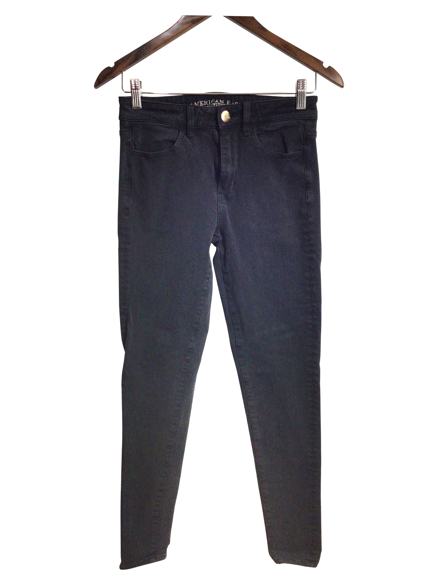 AMERICAN EAGLE Women Straight-Legged Jeans Regular fit in Black - Size 4 | 16.32 $ KOOP
