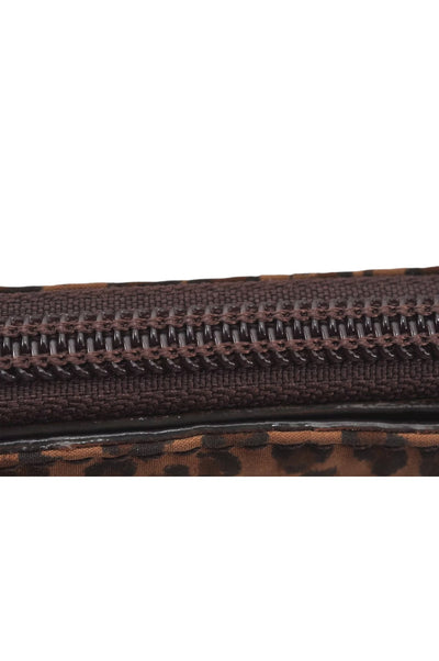 BOTTEGA VENETA Leopard Nylon Leather Bifold Wallet Purse Brown 7446K