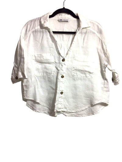 ZARA Women Button Down Tops Regular fit in White - Size M | 13.25 $ KOOP