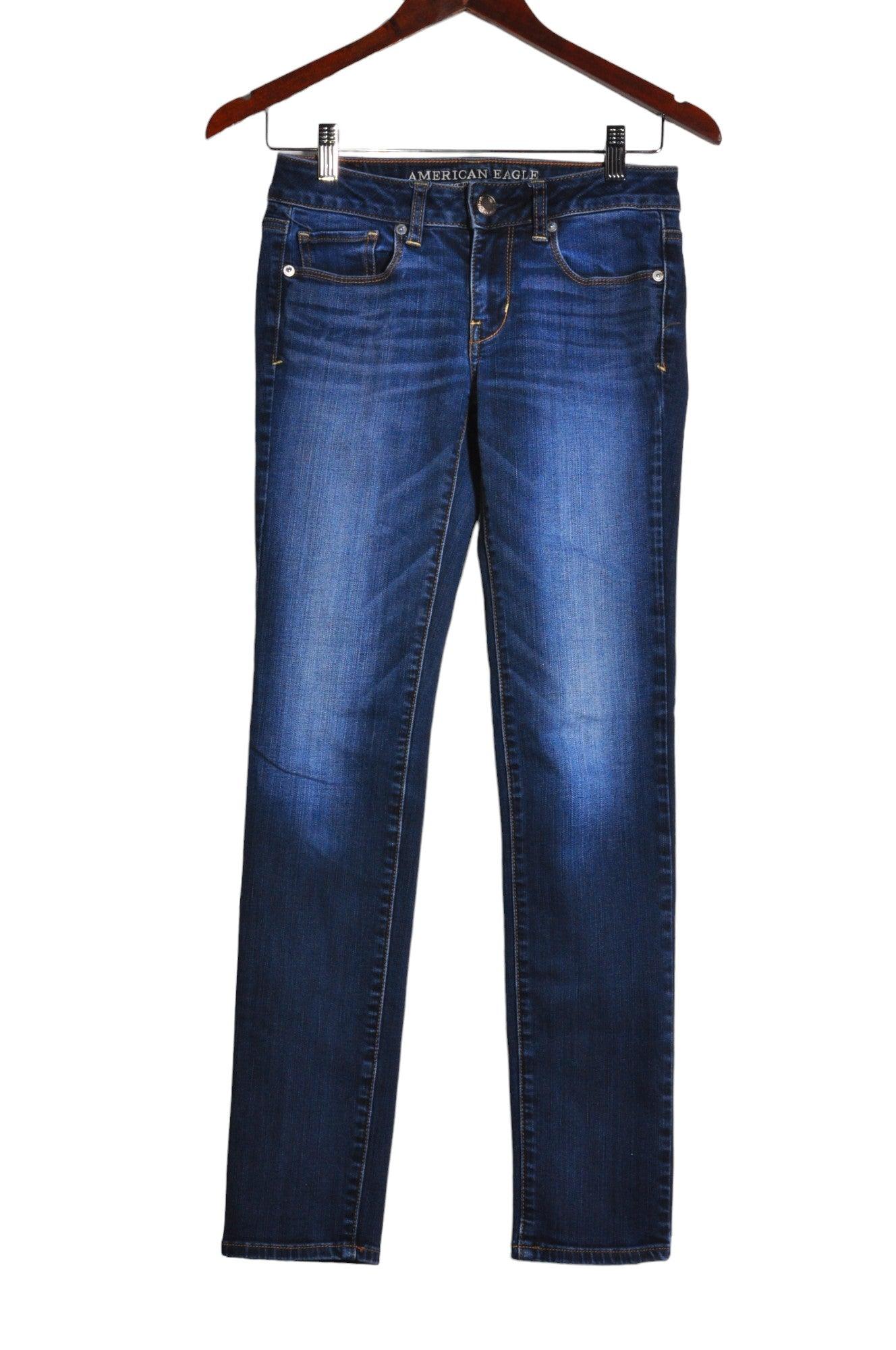 AMERICAN EAGLE Women Straight-Legged Jeans Regular fit in Blue - Size 2 | 16.9 $ KOOP