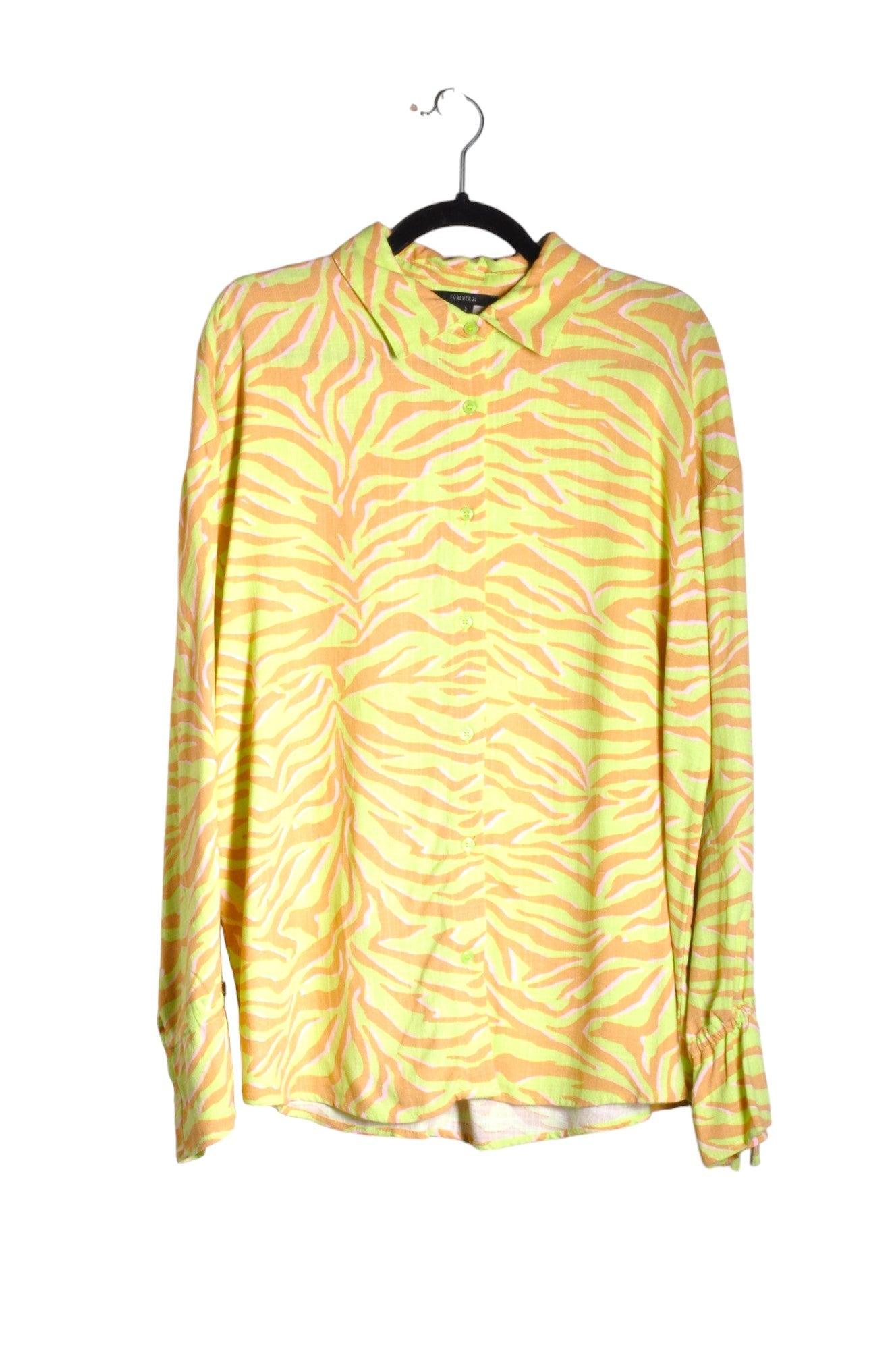 FOREVER 21 Women Button Down Tops Regular fit in Yellow - Size L | 9.9 $ KOOP