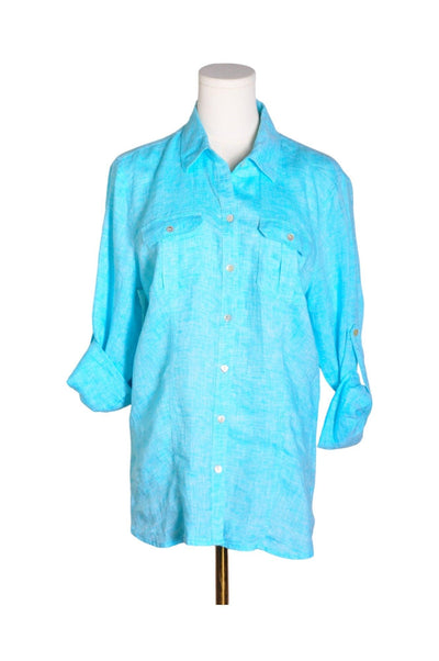 SAKS FIFTH AVENUE Women Button Down Tops Regular fit in Blue - Size L | 29.99 $ KOOP