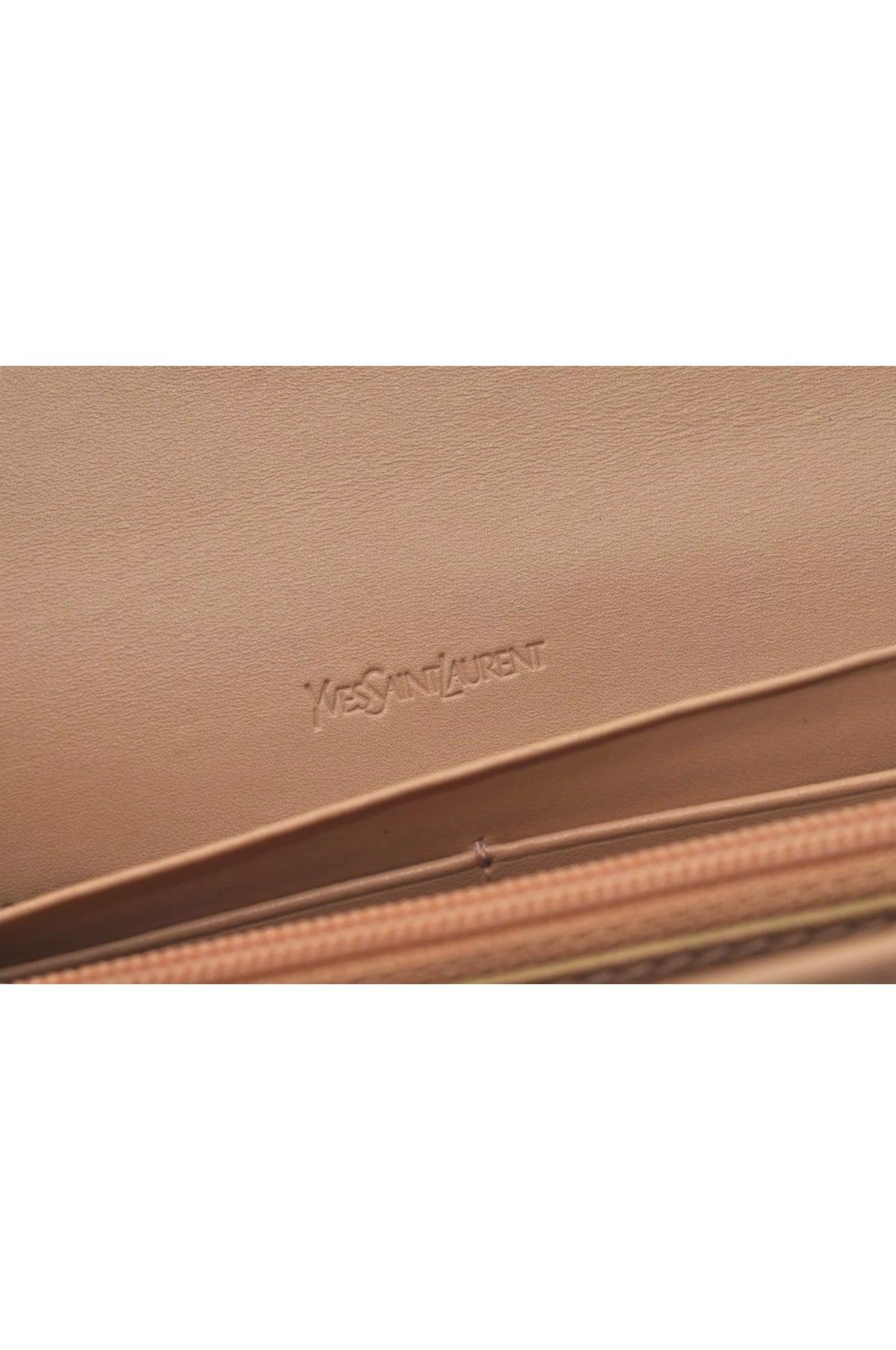 YVES SAINT LAURENT Long Wallet Purse Enamel 271149 Beige Box 8811K