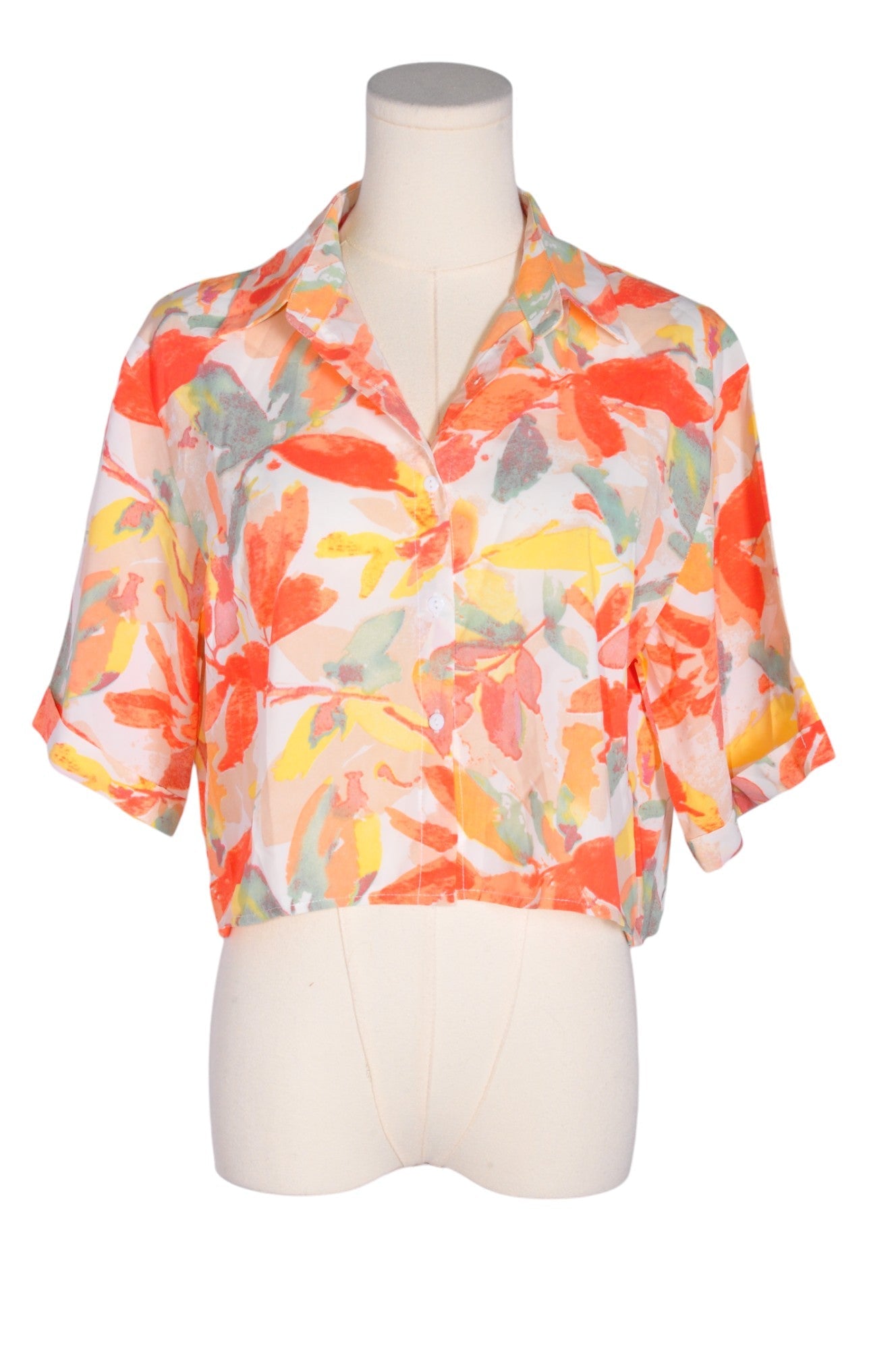 SHEIN Women Button Down Tops Regular fit in Orange - Size 4 | 9.99 $ KOOP