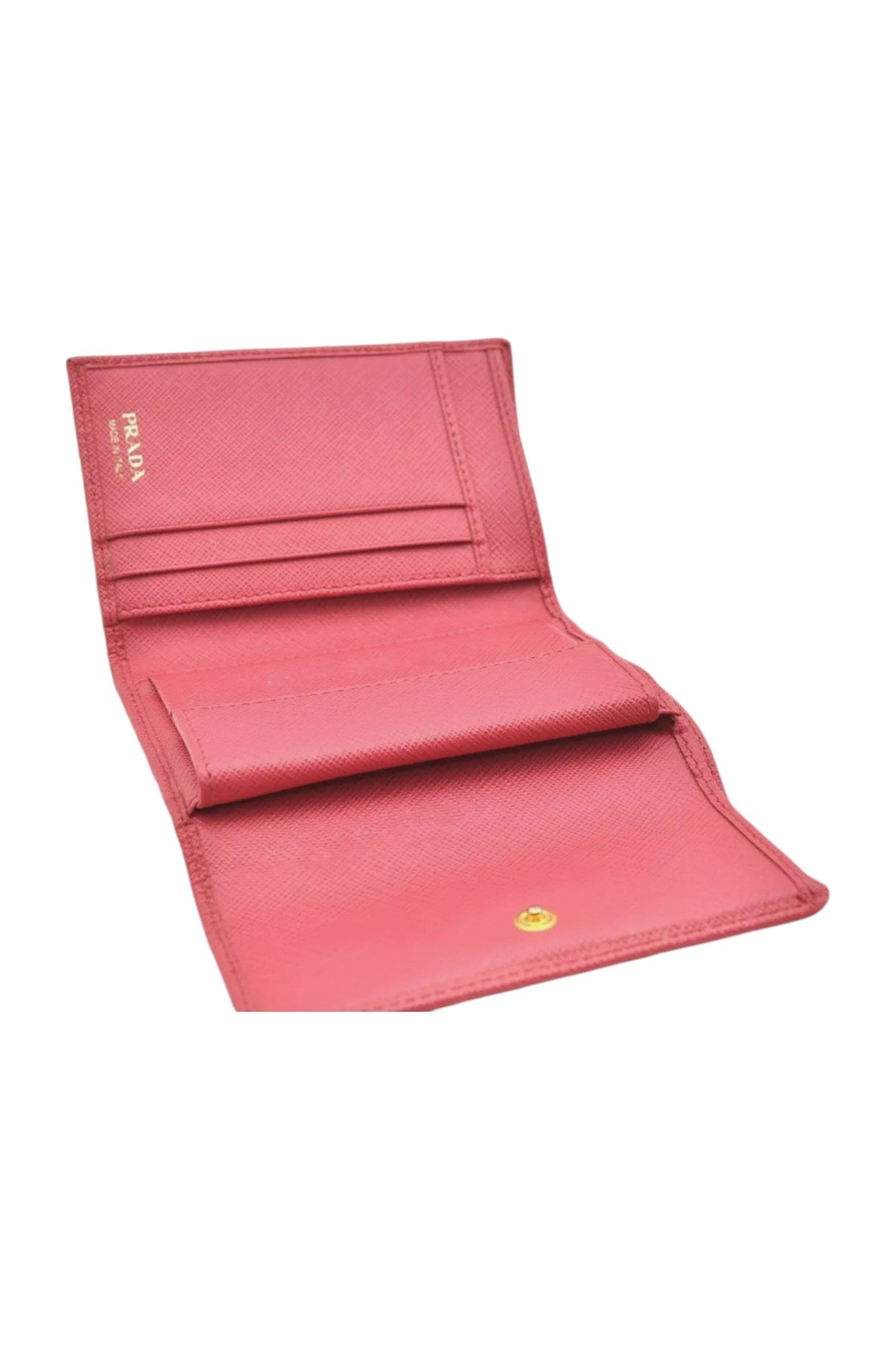 PRADA Vintage Saffiano Multic Leather Trifold Wallet Purse Pink 8195K