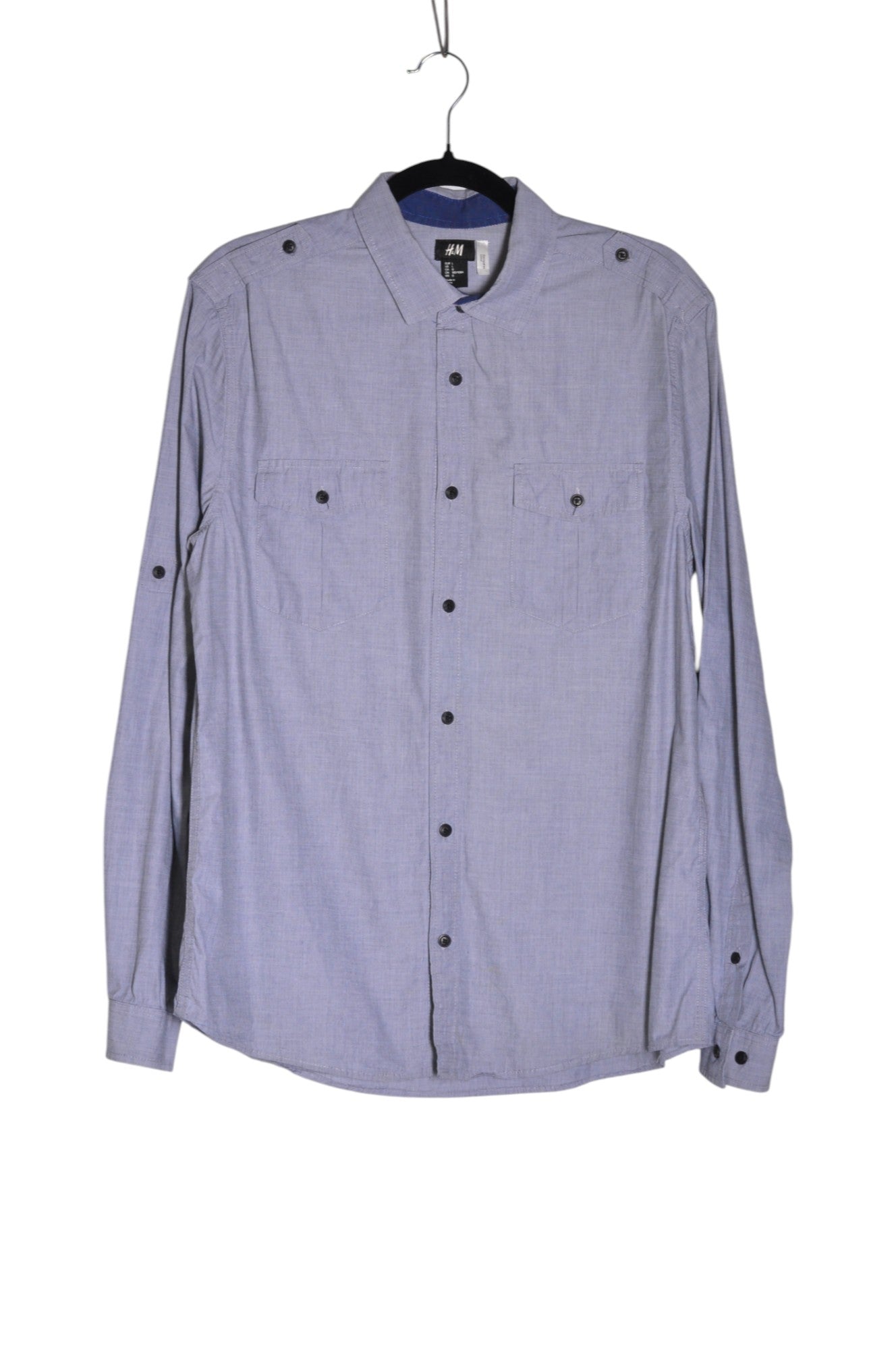 H&M Men Button Down Tops Regular fit in Blue - Size L | 18.9 $ KOOP