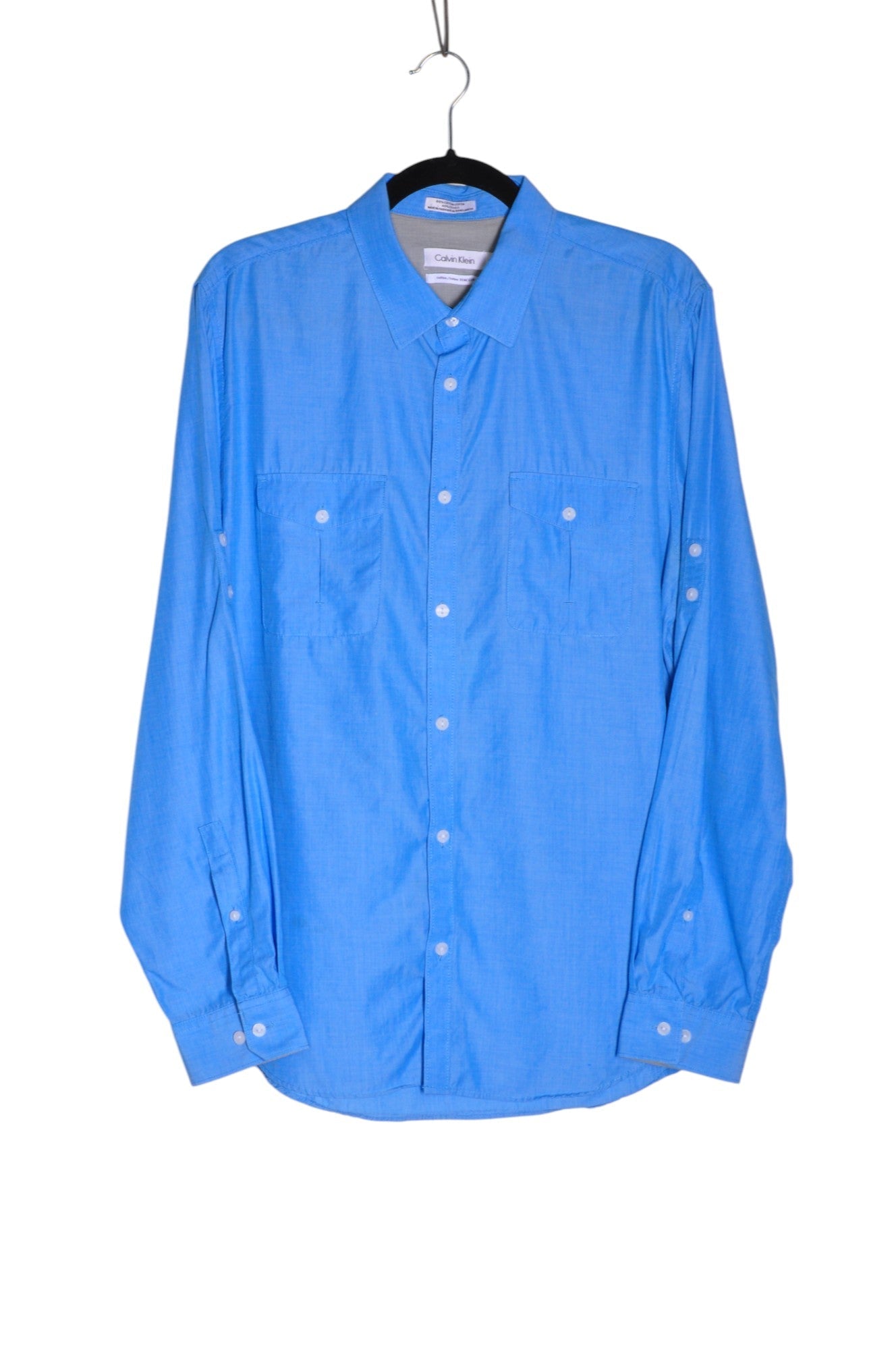 CALVIN KLEIN Men Button Down Tops Regular fit in Blue - Size L | 39.99 $ KOOP