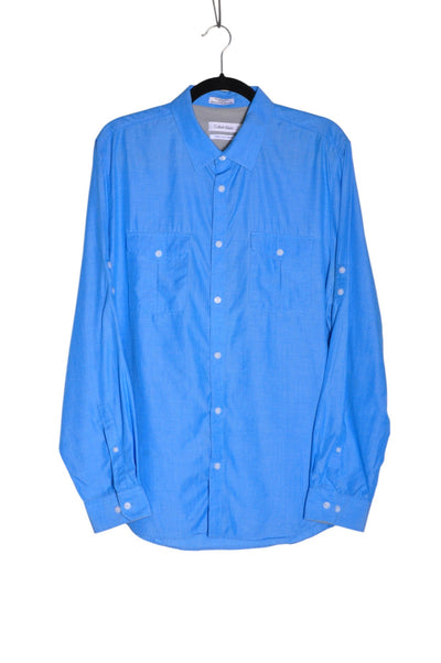 CALVIN KLEIN Men Button Down Tops Regular fit in Blue - Size L | 39.99 $ KOOP