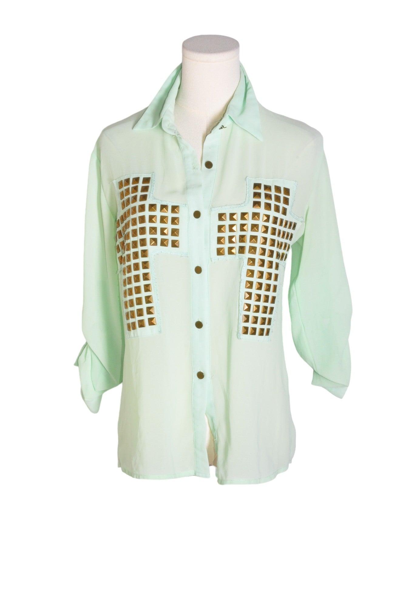 36 POINTS Women Button Down Tops Regular fit in Green - Size M | 13.25 $ KOOP