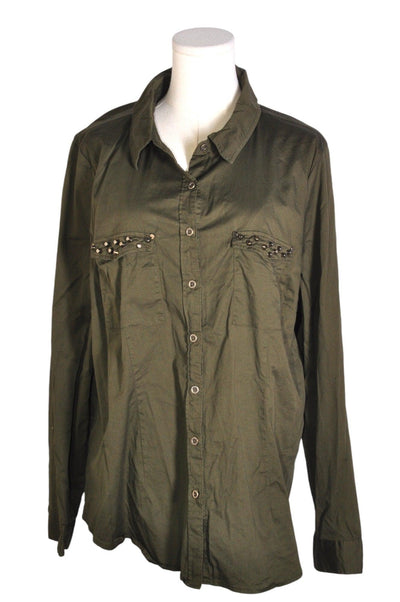 FOREVER 21 Women Button Down Tops Regular fit in Green - Size 2X | 9.99 $ KOOP