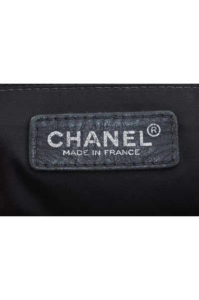 CHANEL New Travel Line Vintage Tote Bag Nylon Leather Black Junk 1911J