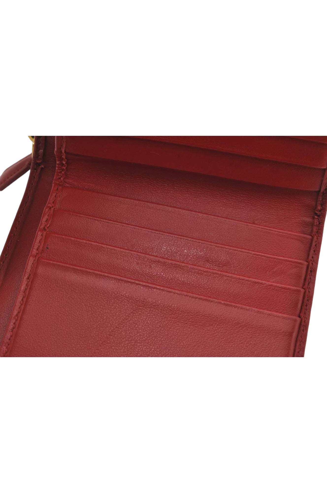 PRADA Vintage Leather Bifold Wallet Purse Red 8173K