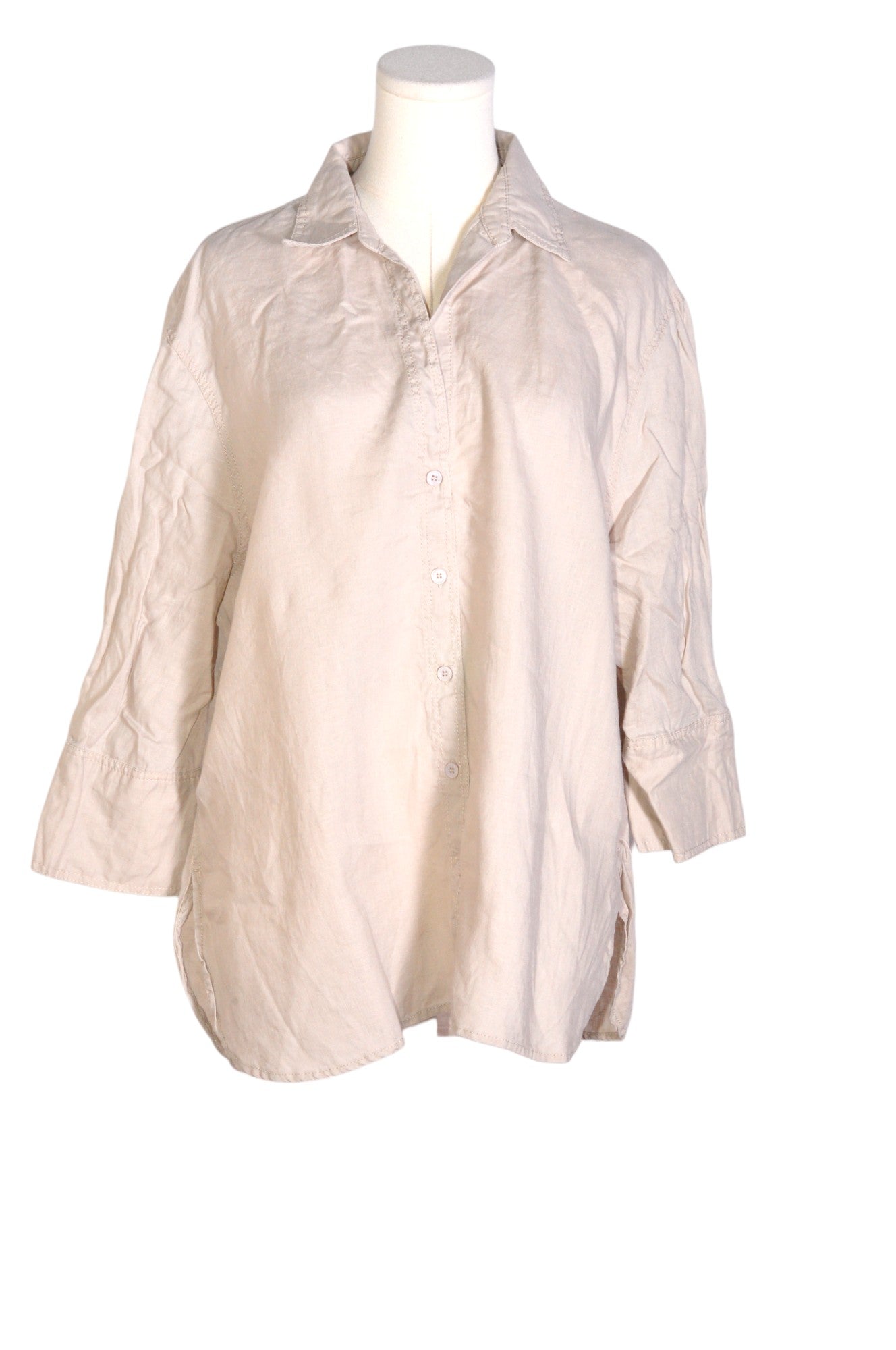 ZARA Women Button Down Tops Regular fit in Beige - Size L | 14.29 $ KOOP