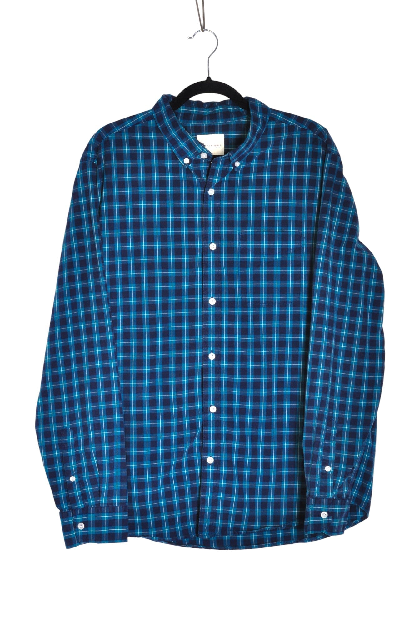 AMERICAN EAGLE Men Button Down Tops Regular fit in Blue - Size XL | 18.99 $ KOOP