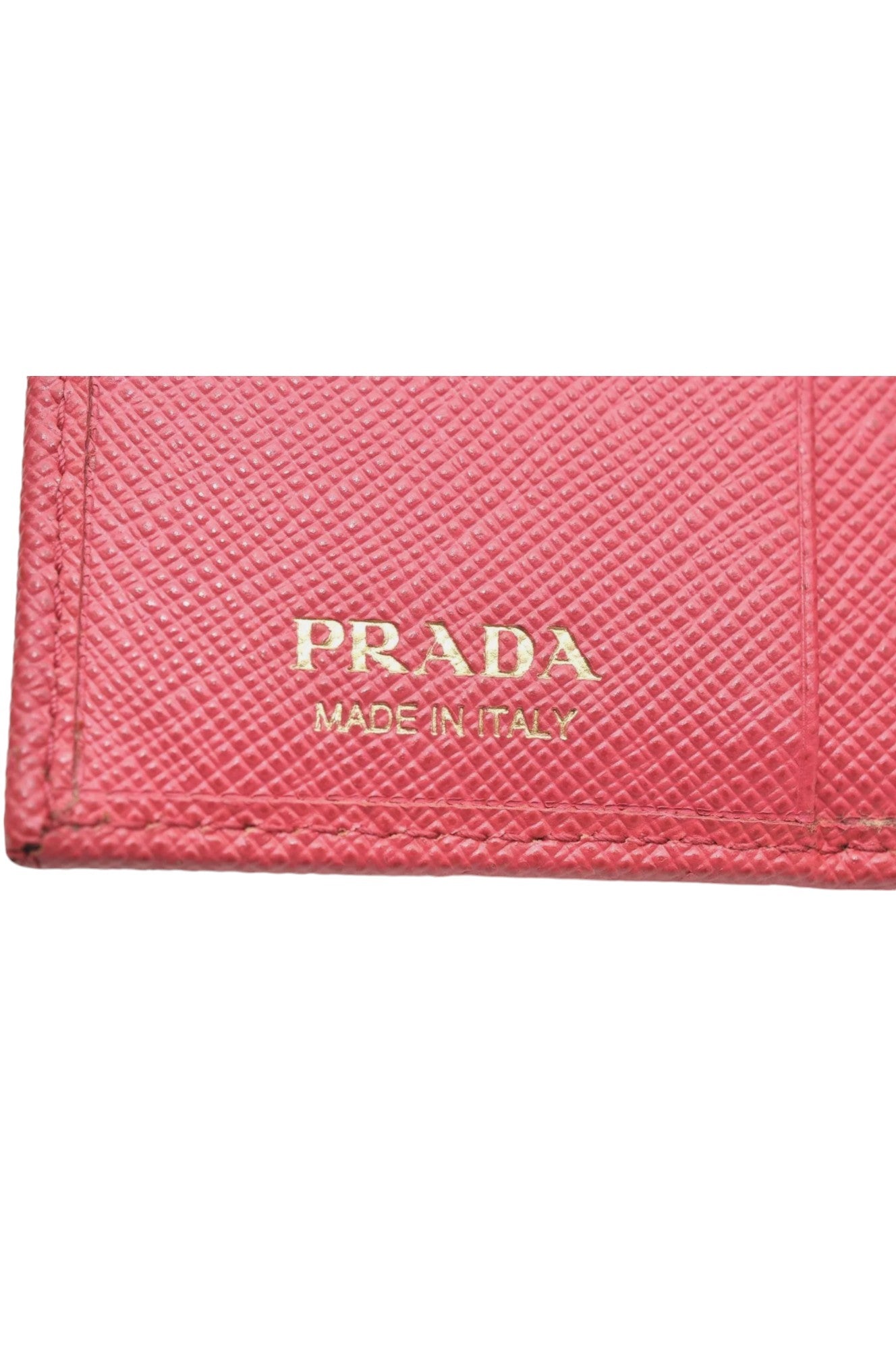 PRADA Vintage Saffiano Multic Leather Trifold Wallet Purse Pink 8195K