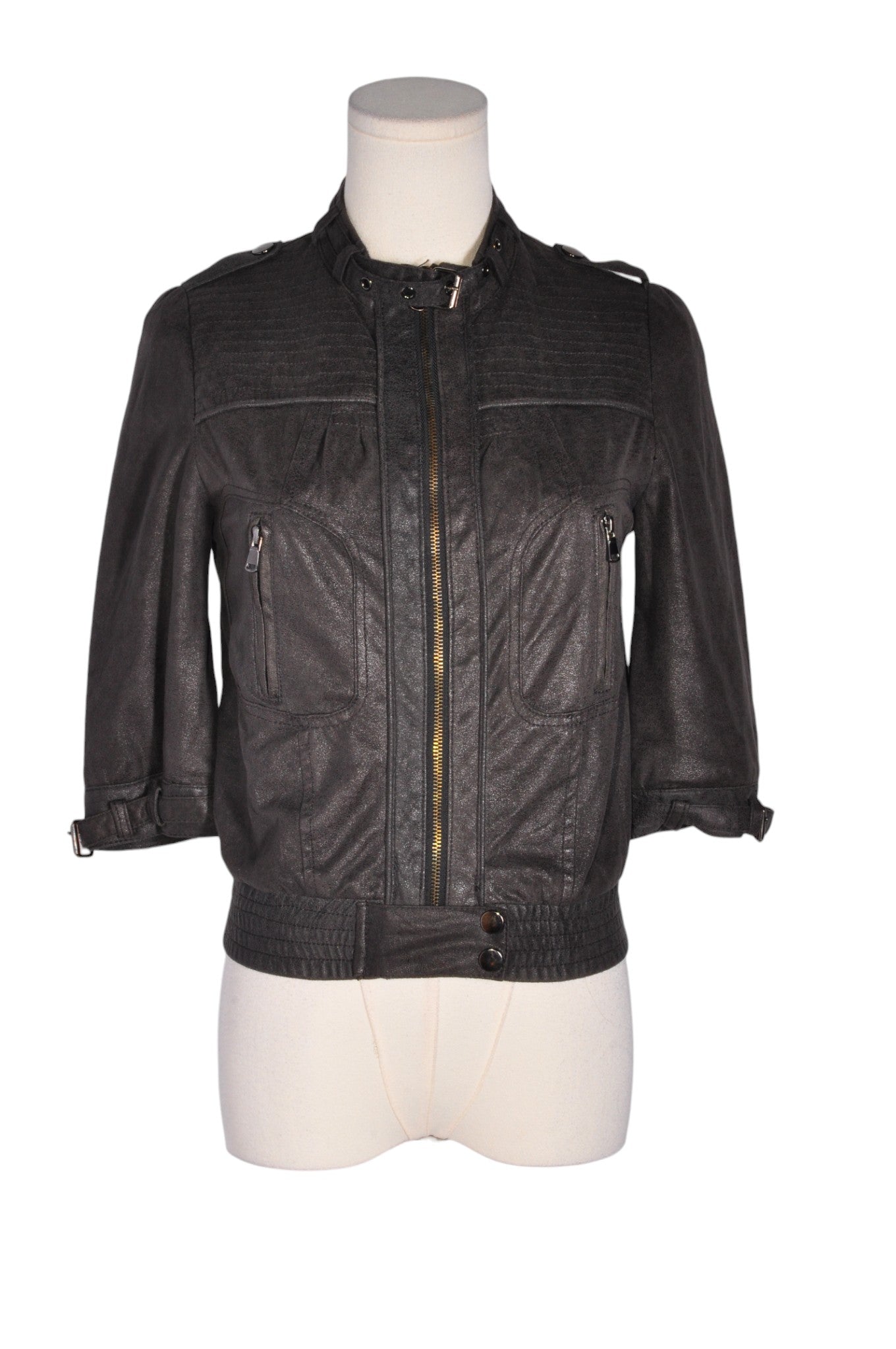 ZARA Women Leather Jackets Regular fit in Black - Size XS | 54.99 $ KOOP