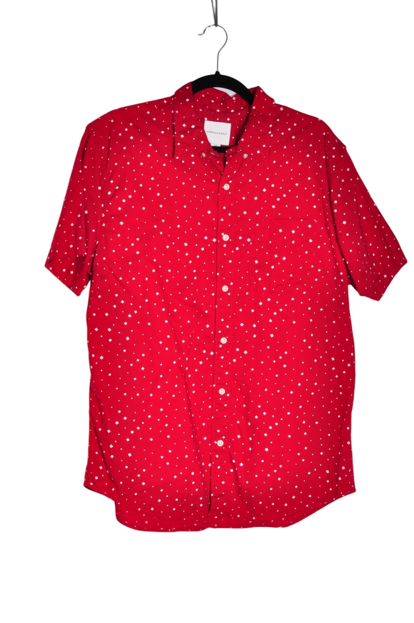 AMERICAN EAGLE Men Button Down Tops Regular fit in Red - Size 4 | 18.99 $ KOOP