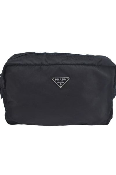 PRADA Nylon Leather Pouch Purse Black 3978K