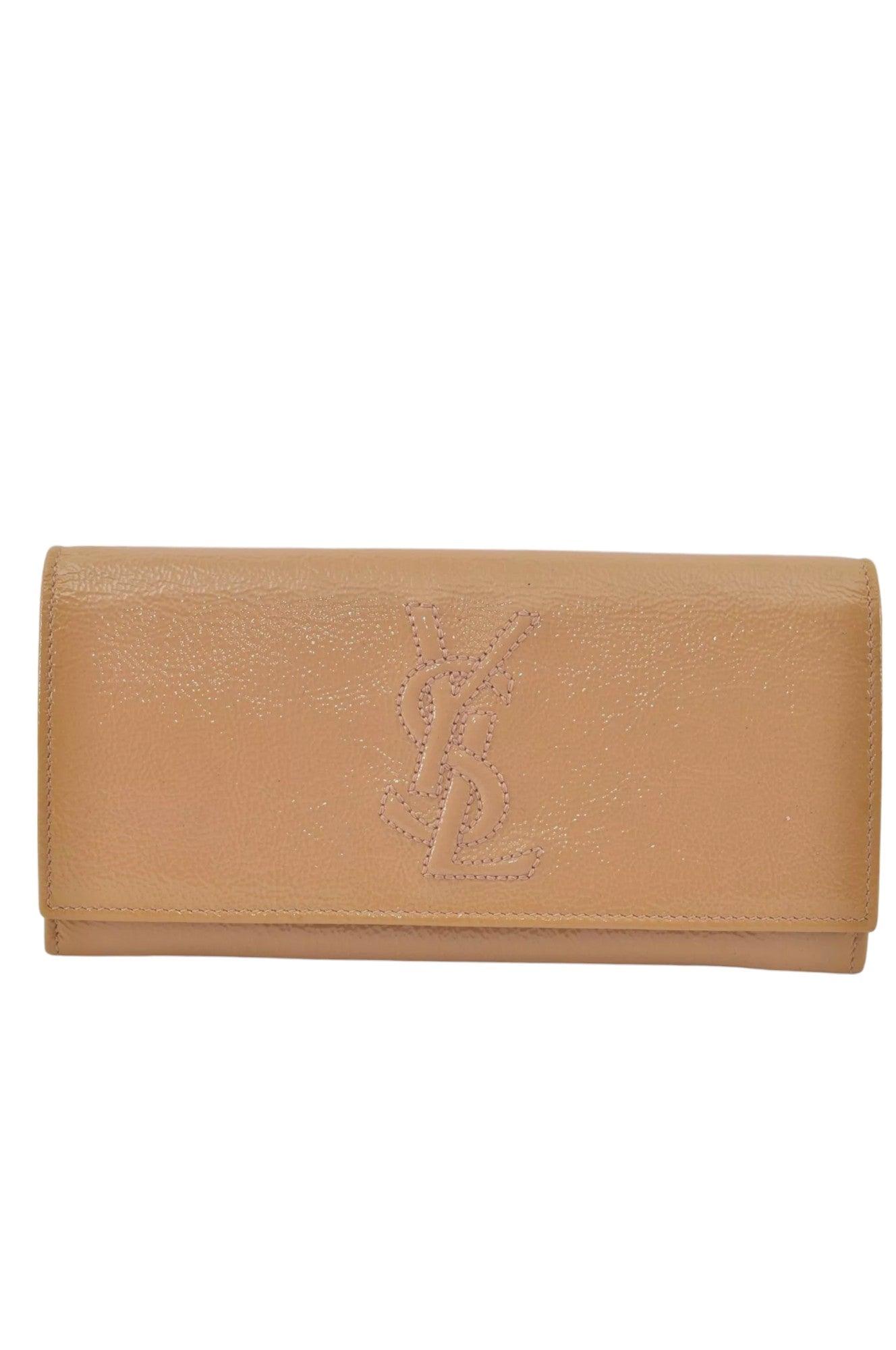 YVES SAINT LAURENT Long Wallet Purse Enamel 271149 Beige Box 8811K