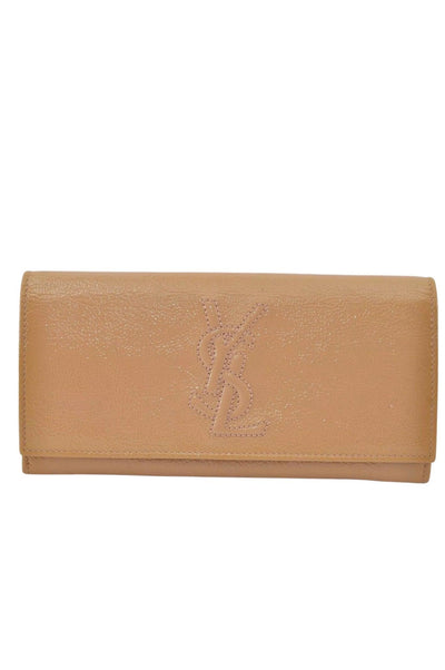 YVES SAINT LAURENT Long Wallet Purse Enamel 271149 Beige Box 8811K