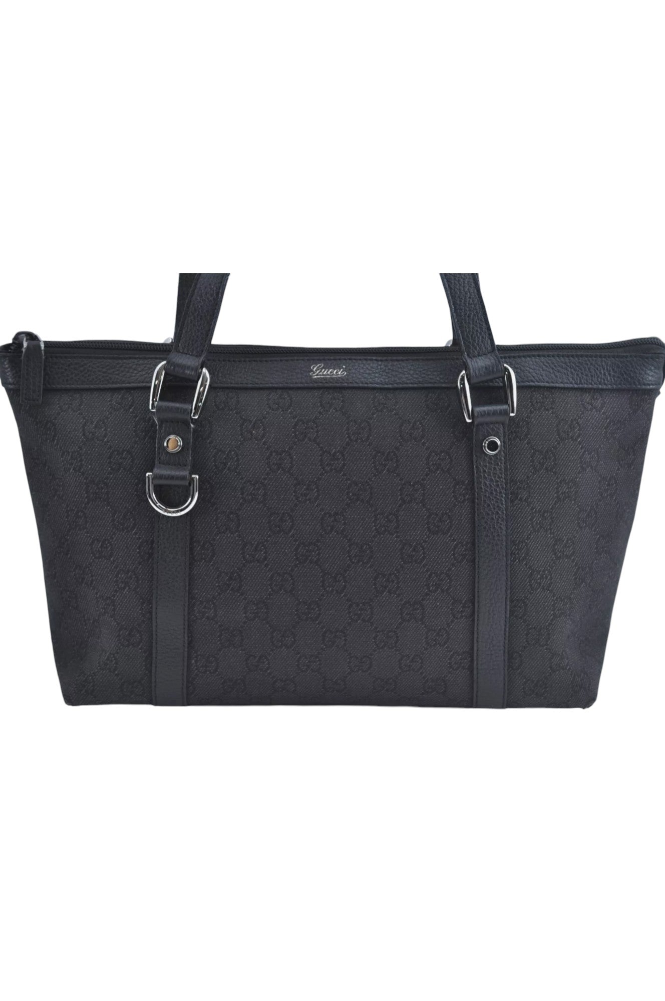 GUCCI Abbey Shoulder Tote Bag GG Canvas Leather 268640 Black L0797