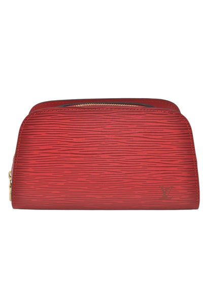 Louis Vuitton Epi Pochette Cosmetic Pouch Purse Red M41114 LV 8089K