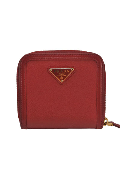 PRADA Vintage Leather Bifold Wallet Purse Red 8173K