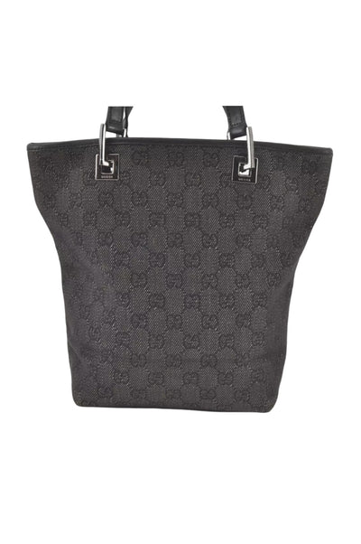 GUCCI Vintage Shoulder Tote Bag GG Canvas Leather 31244 Black 7900K