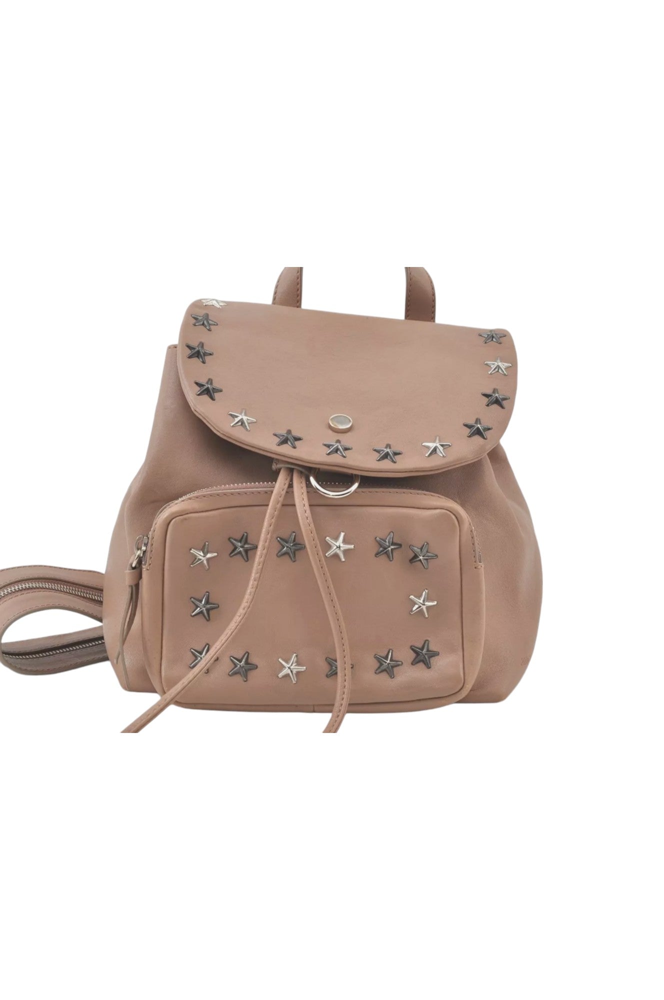 JIMMY CHOO Vintage Stella Star Studs Leather Backpack Pink Beige 7492K