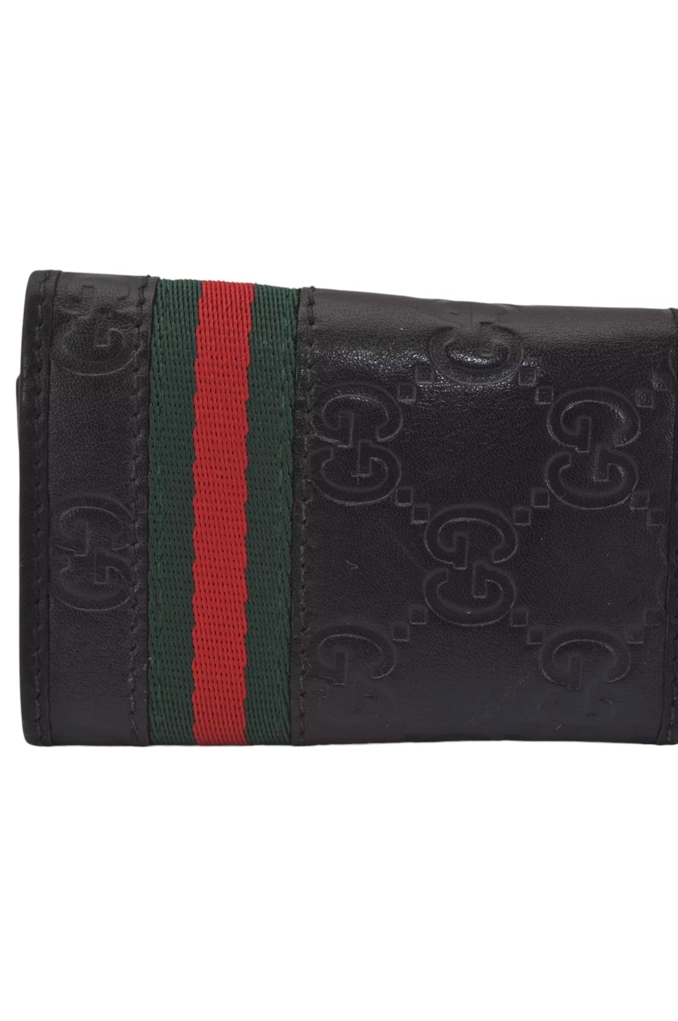 GUCCI Web Sherry Line Guccissima 6 Hooks Key Case GG Leather Black 7855K