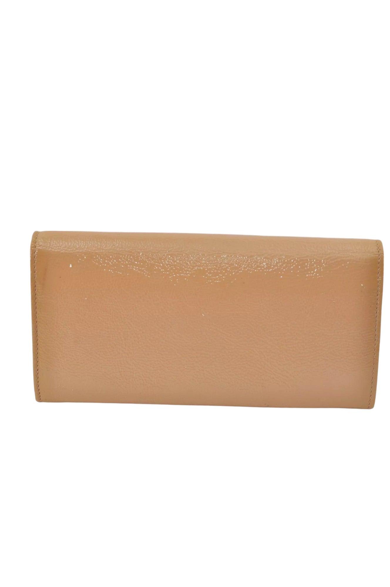 YVES SAINT LAURENT Long Wallet Purse Enamel 271149 Beige Box 8811K