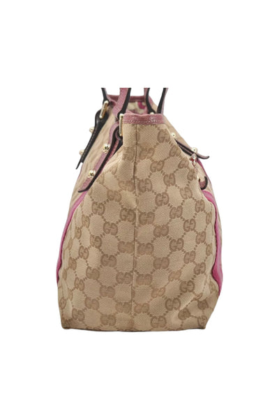 GUCCI Sherry Line Shoulder Tote Bag GG Canvas Leather Beige 7192K