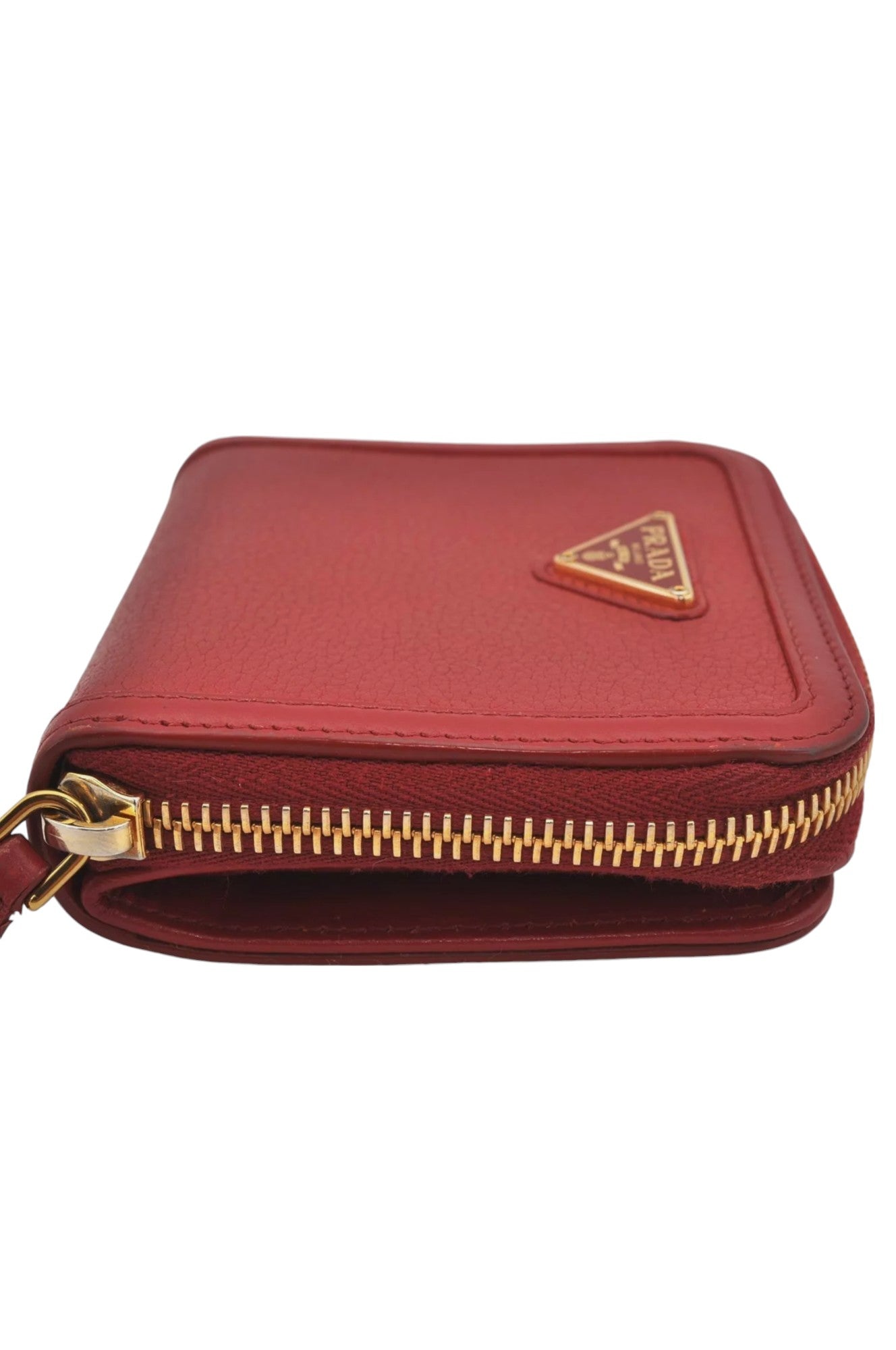 PRADA Vintage Leather Bifold Wallet Purse Red 8173K