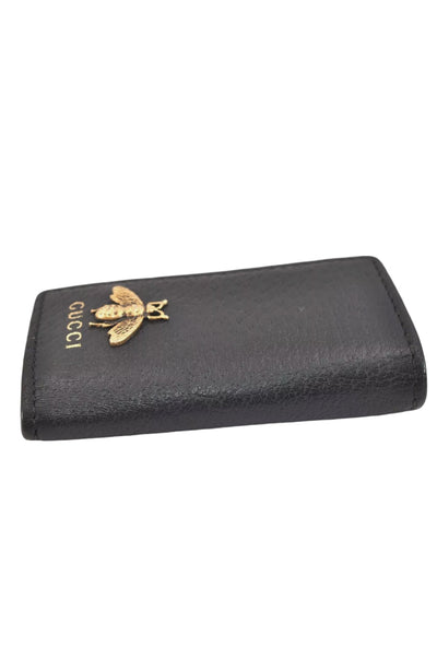 GUCCI Animalier Bee 6 Six Hooks Key Case Leather 523683 Black 8167K