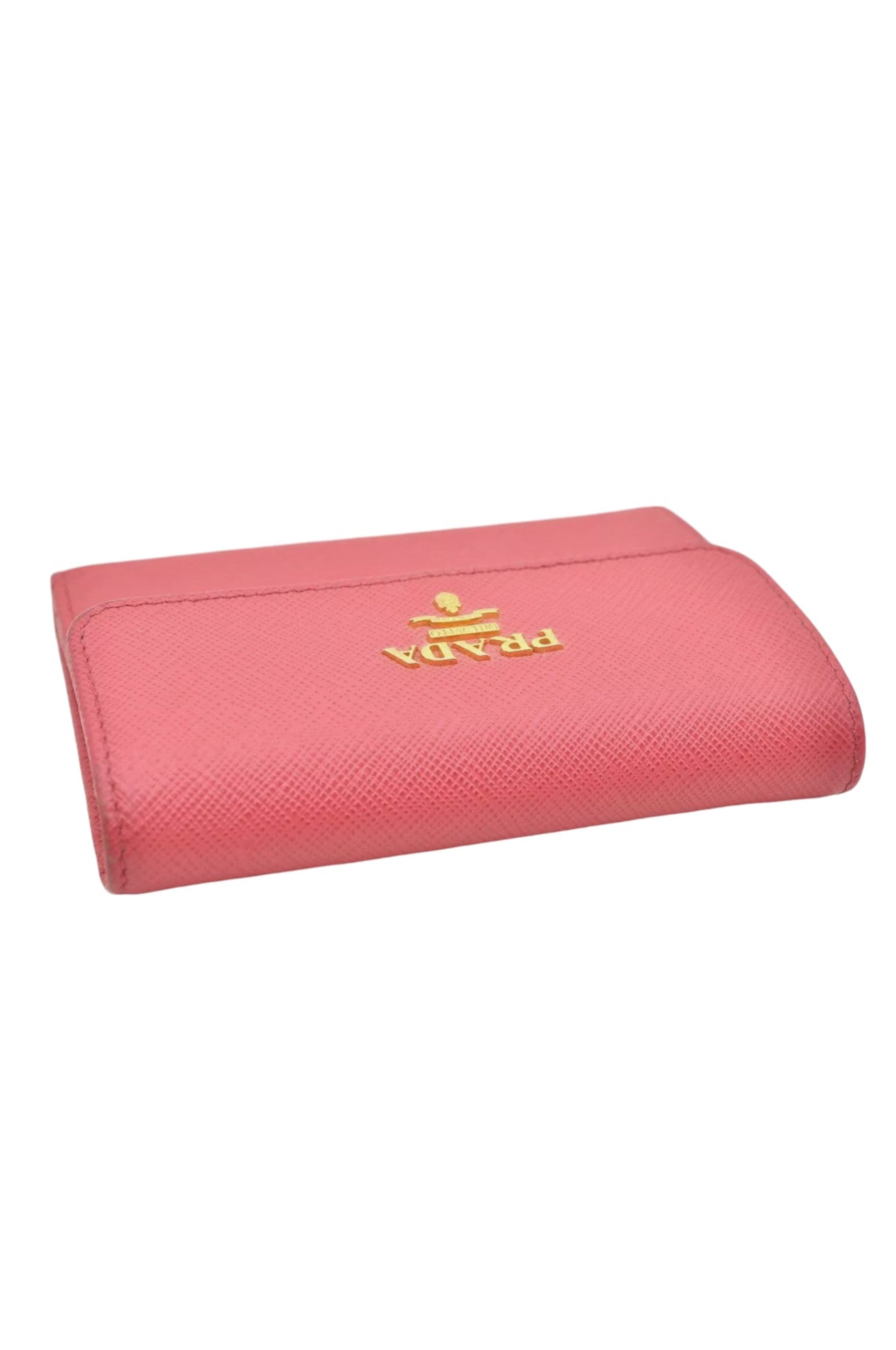 PRADA Vintage Saffiano Multic Leather Trifold Wallet Purse Pink 8195K