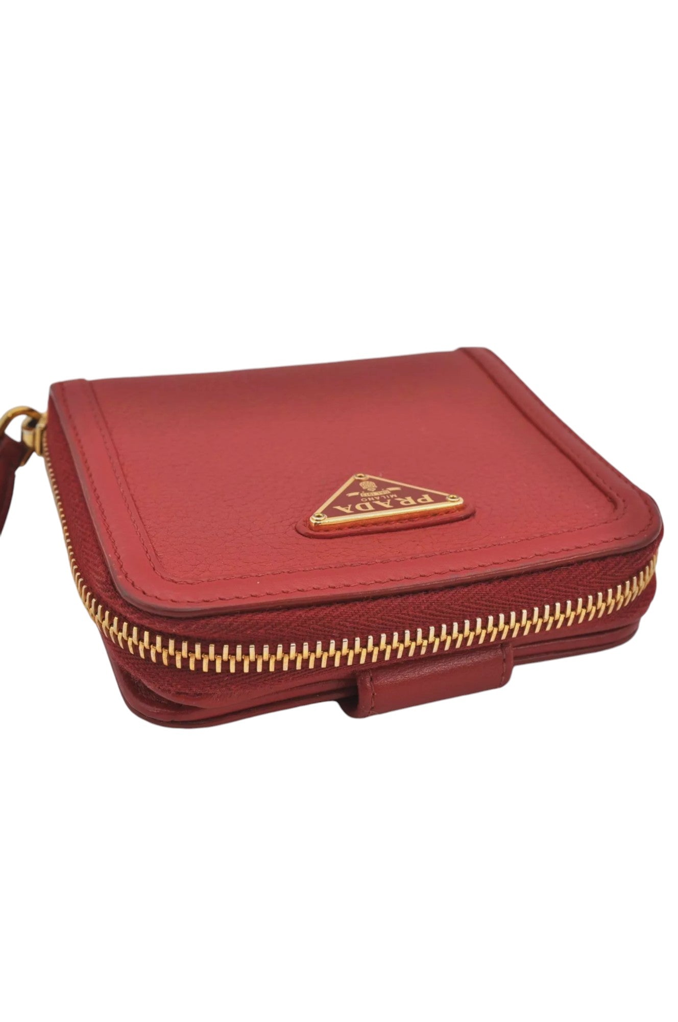 PRADA Vintage Leather Bifold Wallet Purse Red 8173K