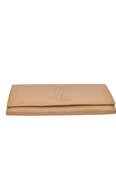 YVES SAINT LAURENT Long Wallet Purse Enamel 271149 Beige Box 8811K