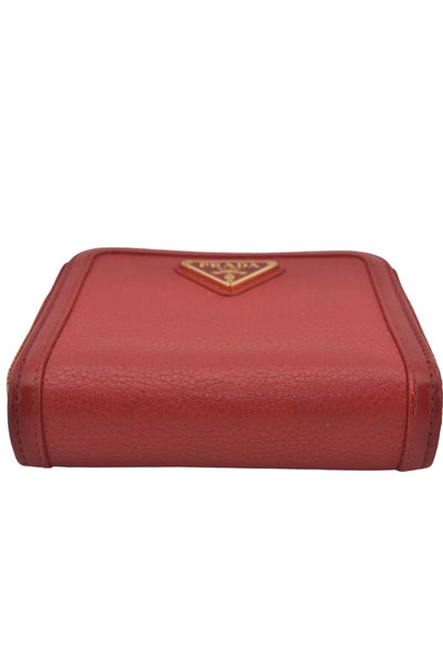 PRADA Vintage Leather Bifold Wallet Purse Red 8173K