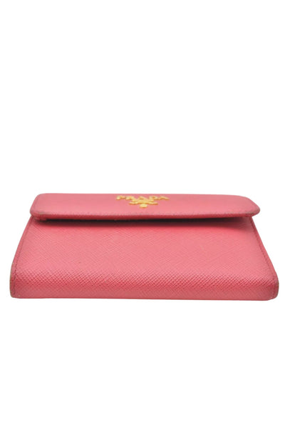 PRADA Vintage Saffiano Multic Leather Trifold Wallet Purse Pink 8195K