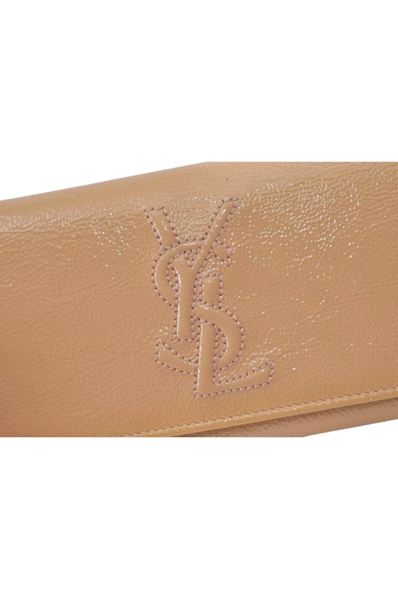 YVES SAINT LAURENT Long Wallet Purse Enamel 271149 Beige Box 8811K