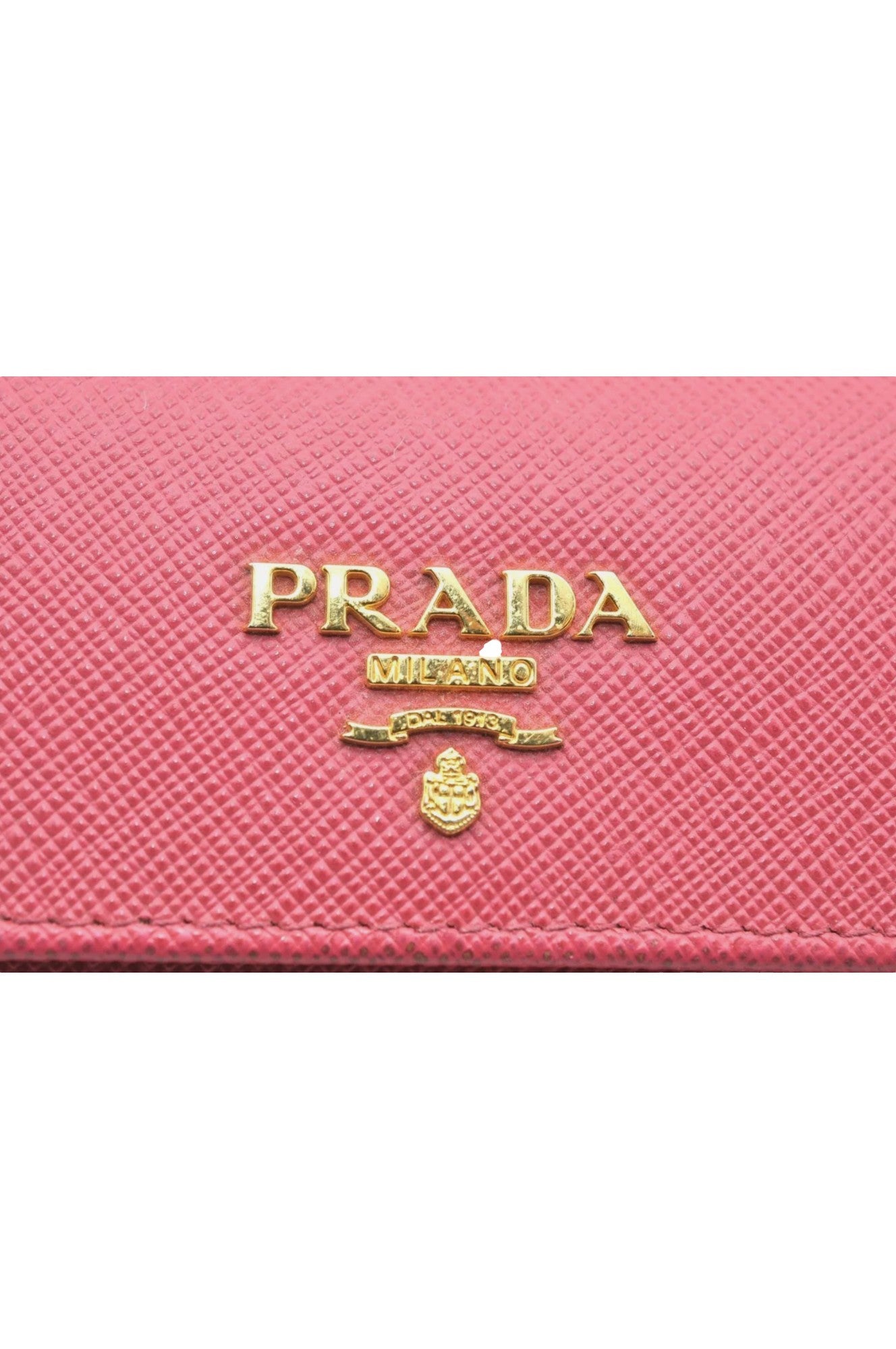 PRADA Vintage Saffiano Multic Leather Trifold Wallet Purse Pink 8195K